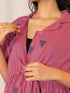 Pink Cotton Geometric Gathered Dress